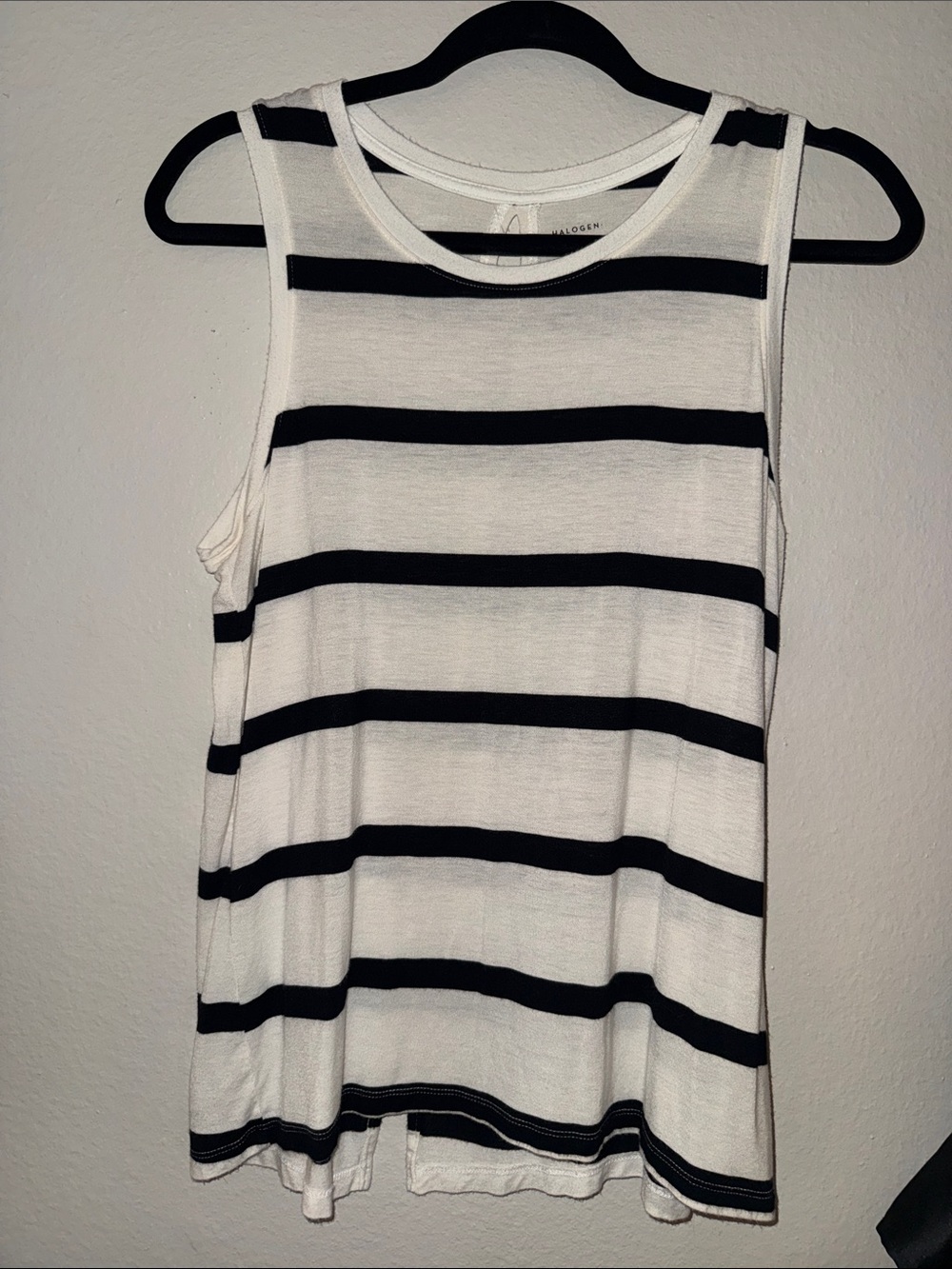 Halogen Black and White Striped Tank Top